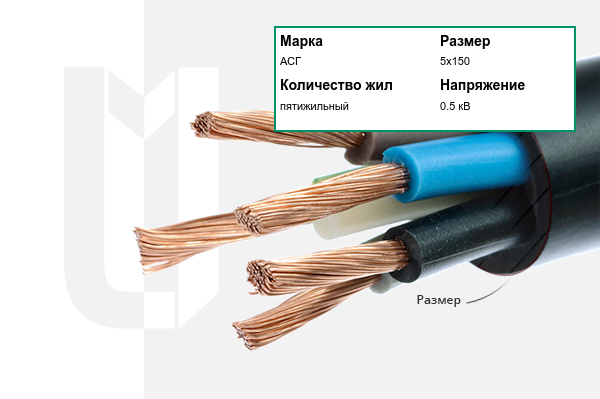 Силовой кабель АСГ 5х150 мм