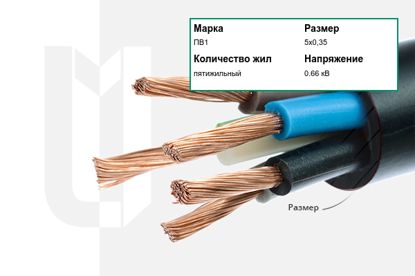 Силовой кабель ПВ1 5х0,35 мм