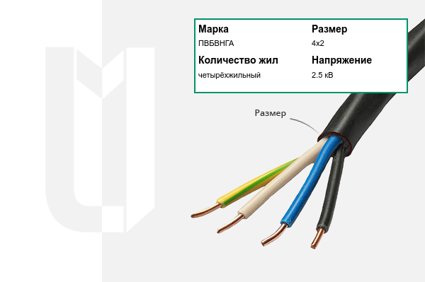 Силовой кабель ПВБВНГА 4х2 мм