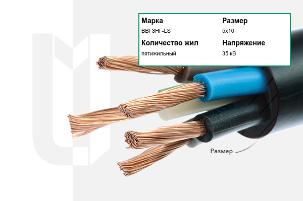 Силовой кабель ВВГЗНГ-LS 5х10 мм